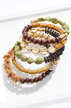 Semi- Precious Wood Coil Bracelet