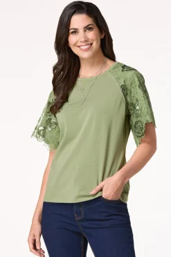 Sequin Lace Sleeve Top