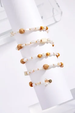 Shell Raffia Coil Bracelet