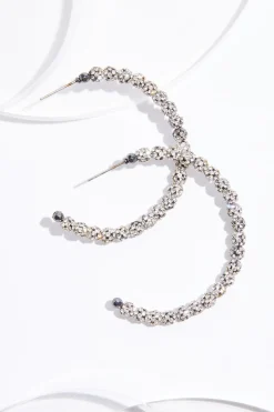 Silver Ball Hoop Earrings