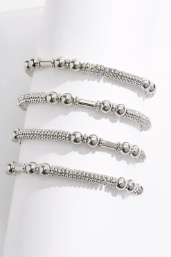Silver Ball Stretch Bracelet Set