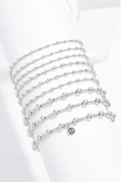 Silver Ball Stretch Bracelet Set