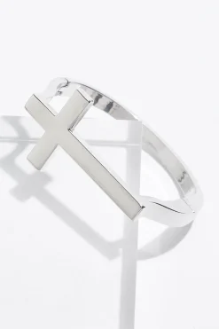 Silver Cross Cuff Bracelet