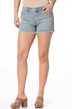 Silver Stud Denim Shorts