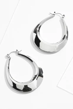 Silver Tear Hoop Earrings