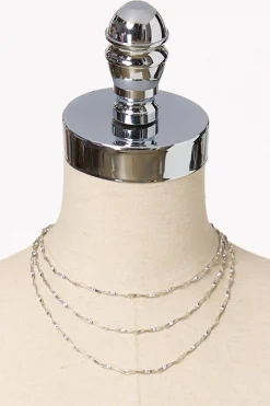 Silver Twist Layered Short Necklace
