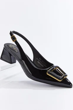 Slingback Patent Pumps