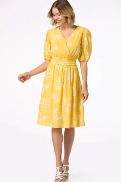 Smocked Faux Embroidered Dress