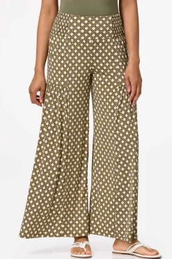 Smocked Geo Wide Leg Pants