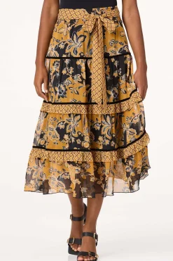 Smocked Gold Floral Skirt