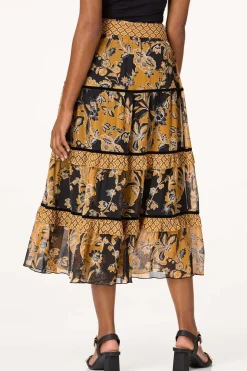 Smocked Gold Floral Skirt