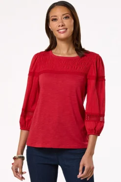 Smocked Lace Trim Top
