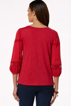 Smocked Lace Trim Top