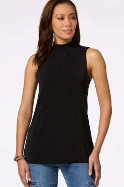 Smocked Mock Neck Tank