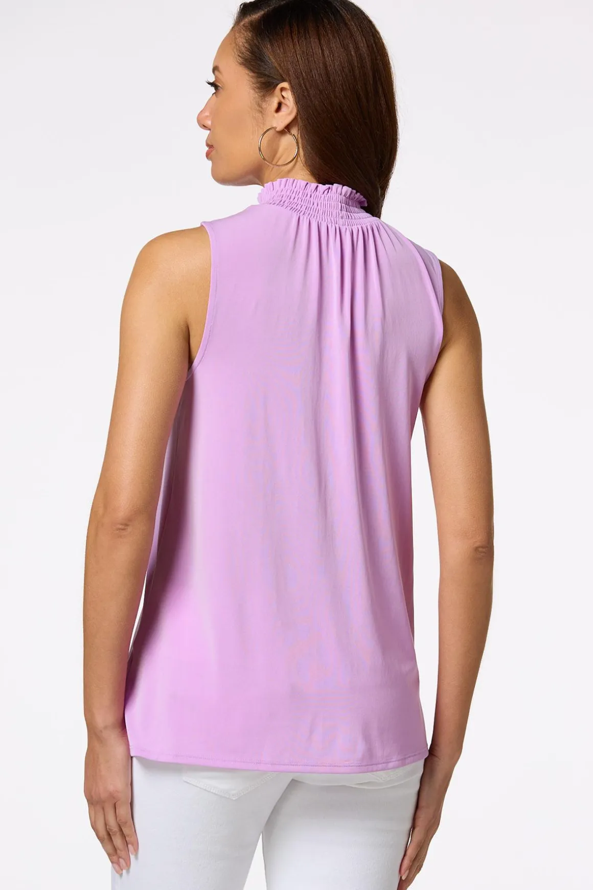 Smocked Mock Neck Tank
