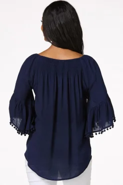Smocked Pom Sleeve Poet Top