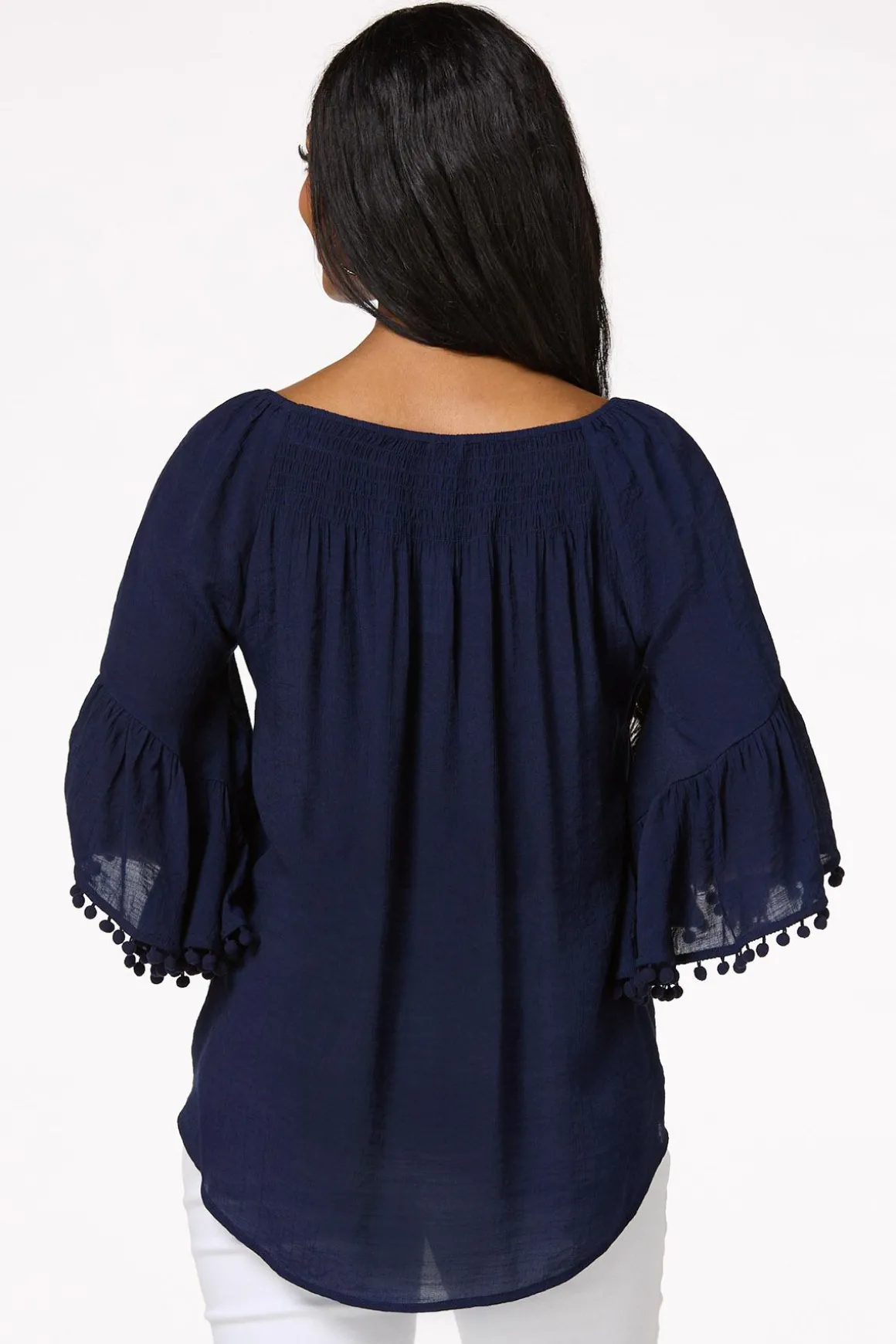 Smocked Pom Sleeve Poet Top