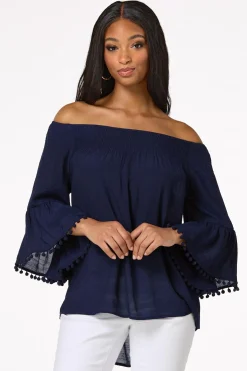 Smocked Pom Sleeve Poet Top