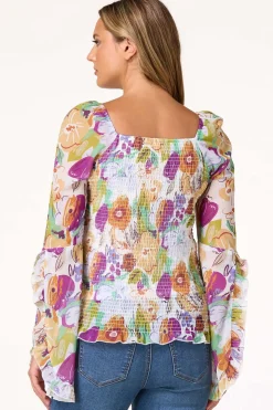 Smocked Romantic Floral Top
