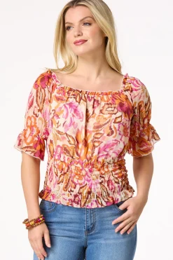 Smocked Sunrise Floral Top