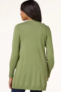 Solid Balloon Sleeve Cardigan