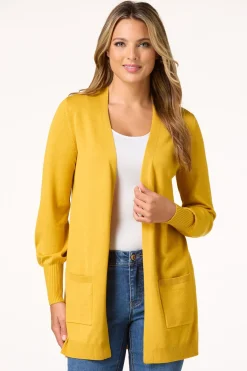 Solid Balloon Sleeve Cardigan