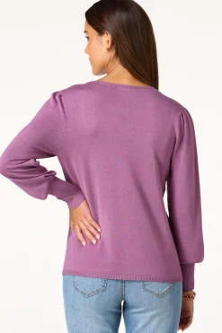 Solid Balloon Sleeve Sweater