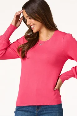 Solid Balloon Sleeve Sweater