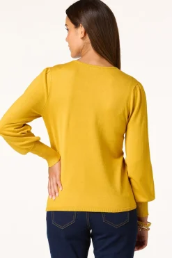 Solid Balloon Sleeve Sweater