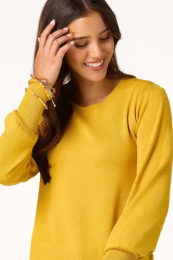 Solid Balloon Sleeve Sweater