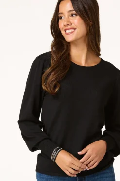 Solid Balloon Sleeve Sweater