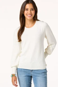 Solid Balloon Sleeve Sweater