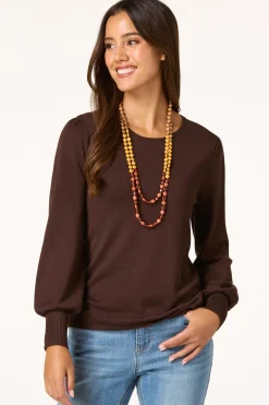 Solid Balloon Sleeve Sweater