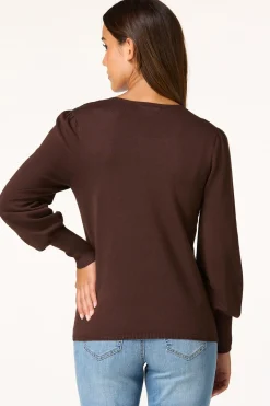 Solid Balloon Sleeve Sweater