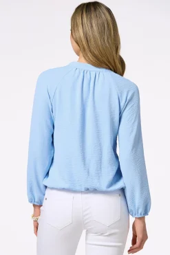 Solid Bubble Hem Popover Top