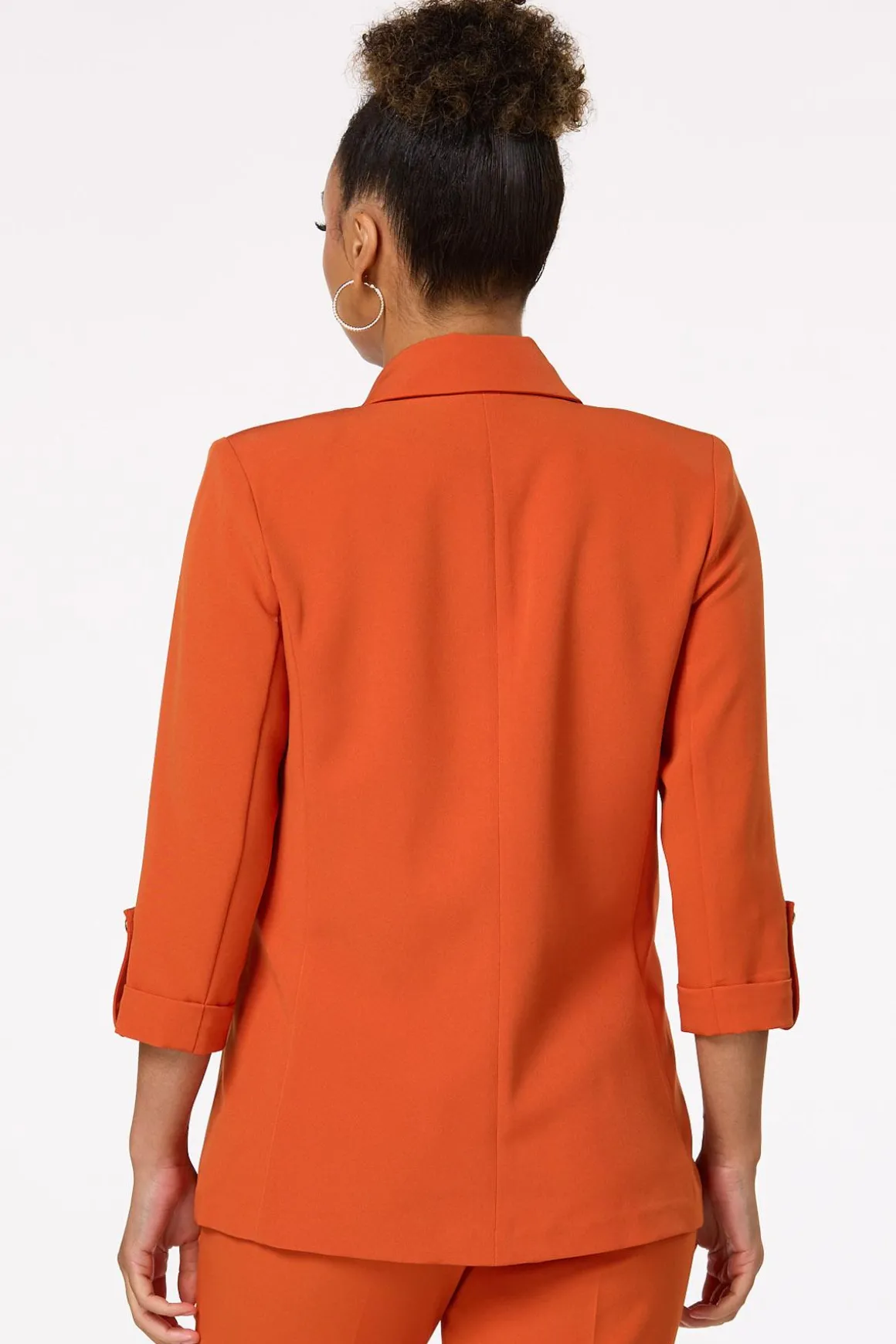 Solid Cuffed Blazer