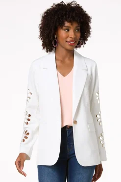 Solid Cutout Floral Blazer