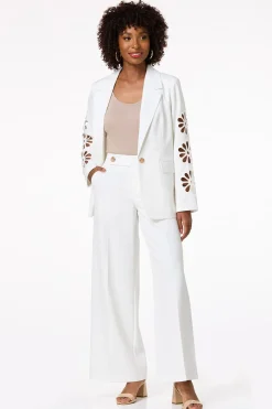 Solid Cutout Floral Blazer