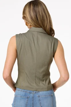 Solid Double Breasted Vest