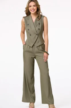 Solid Double Breasted Vest