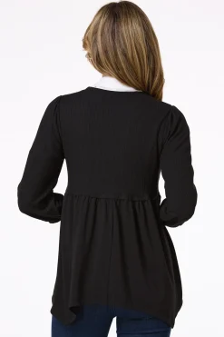 Solid Flounced Ribbed Cardigan