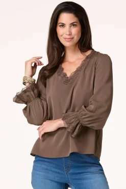 Solid Lace Trim Top