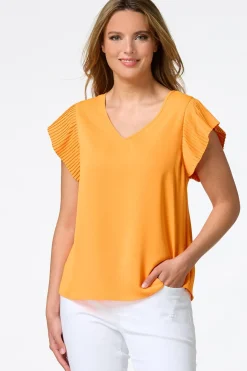Solid Pleated Sleeve Top
