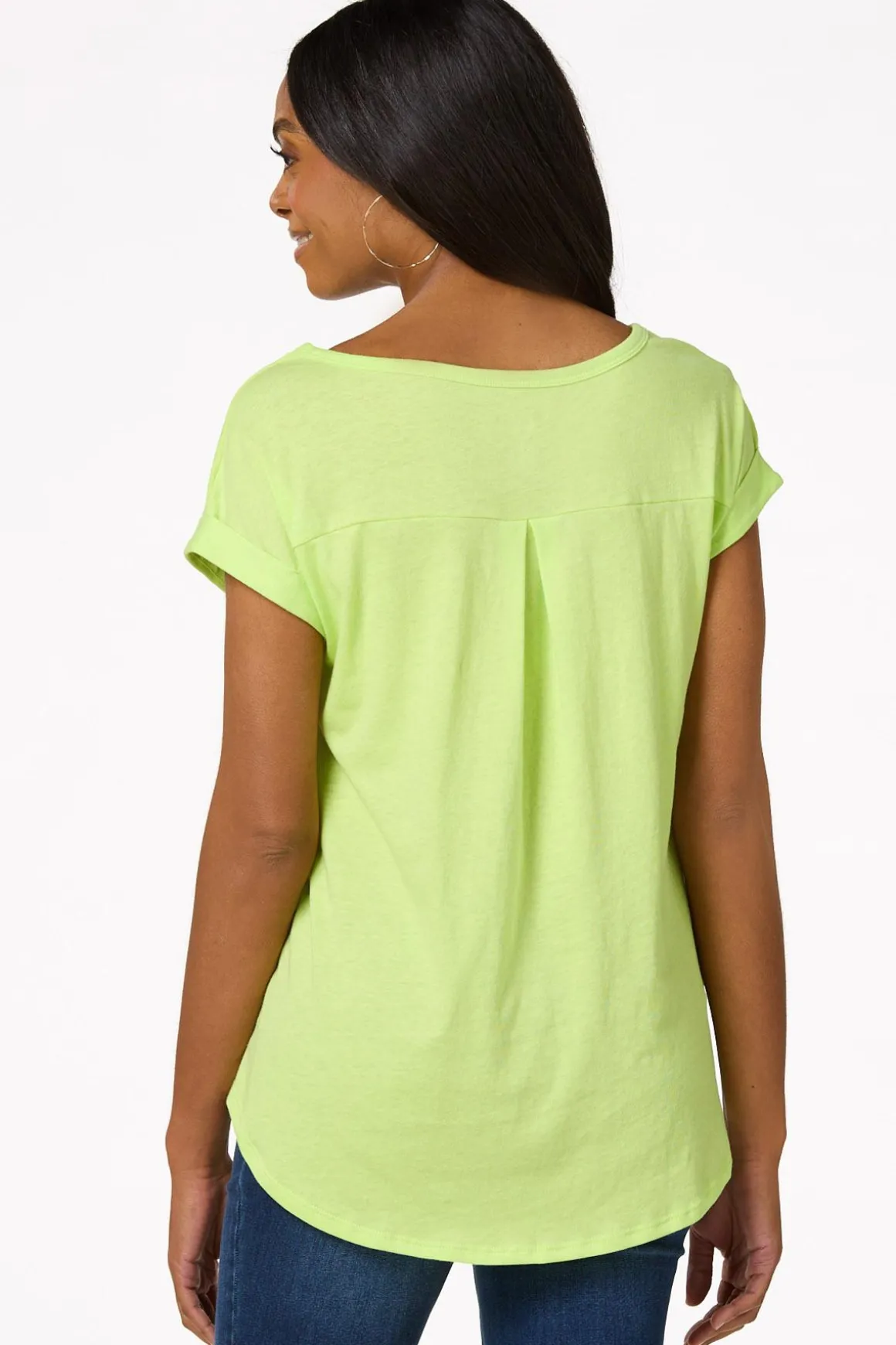 Solid Rolled Cuff Tee