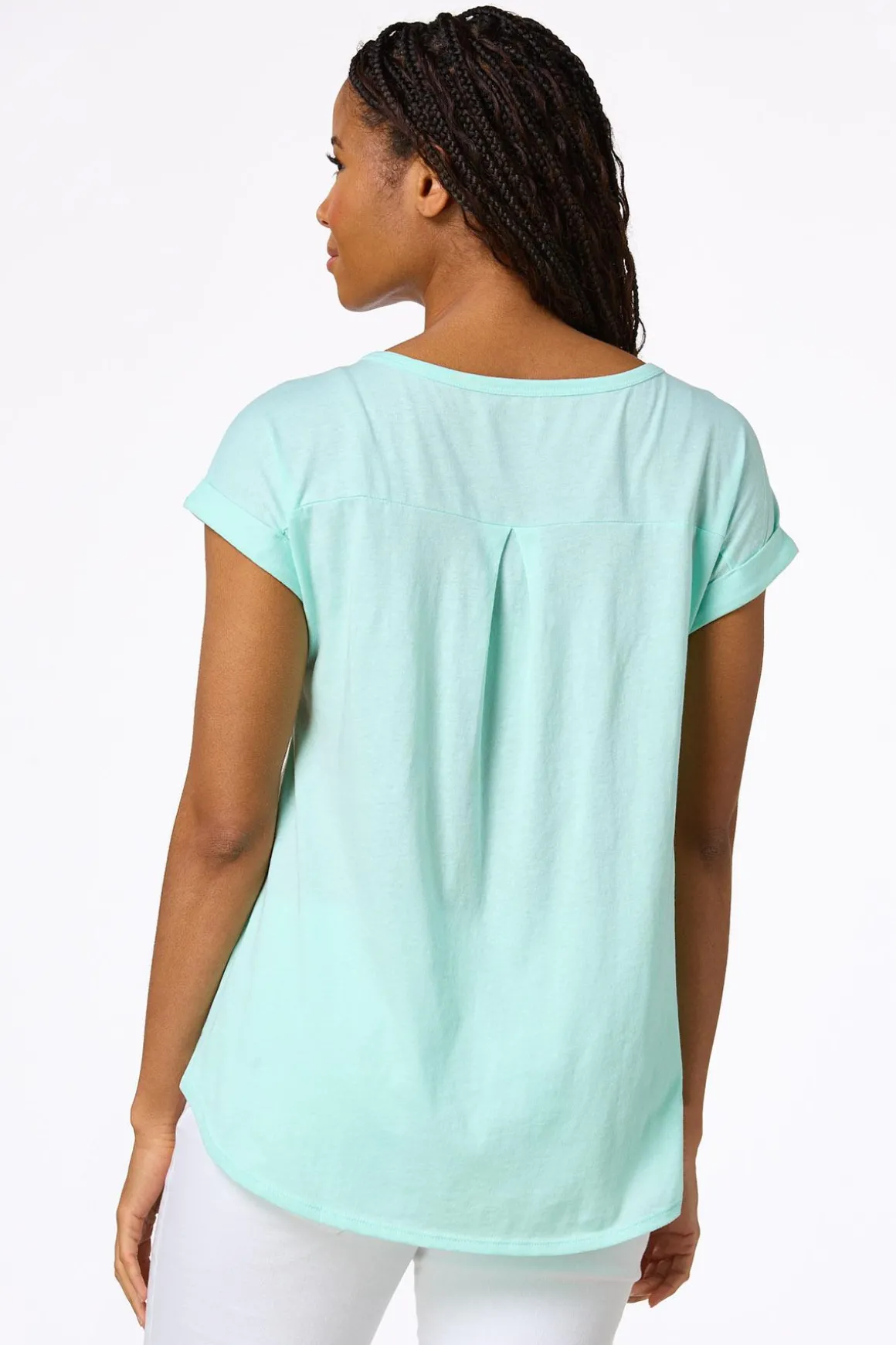 Solid Rolled Cuff Tee