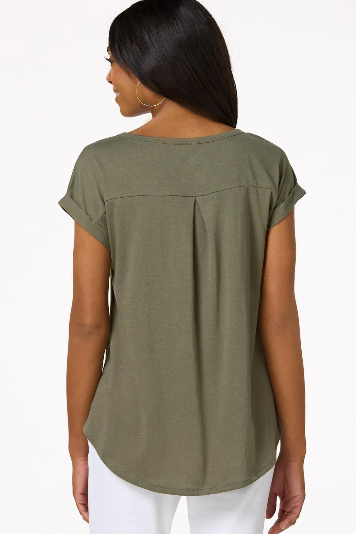 Solid Rolled Cuff Tee