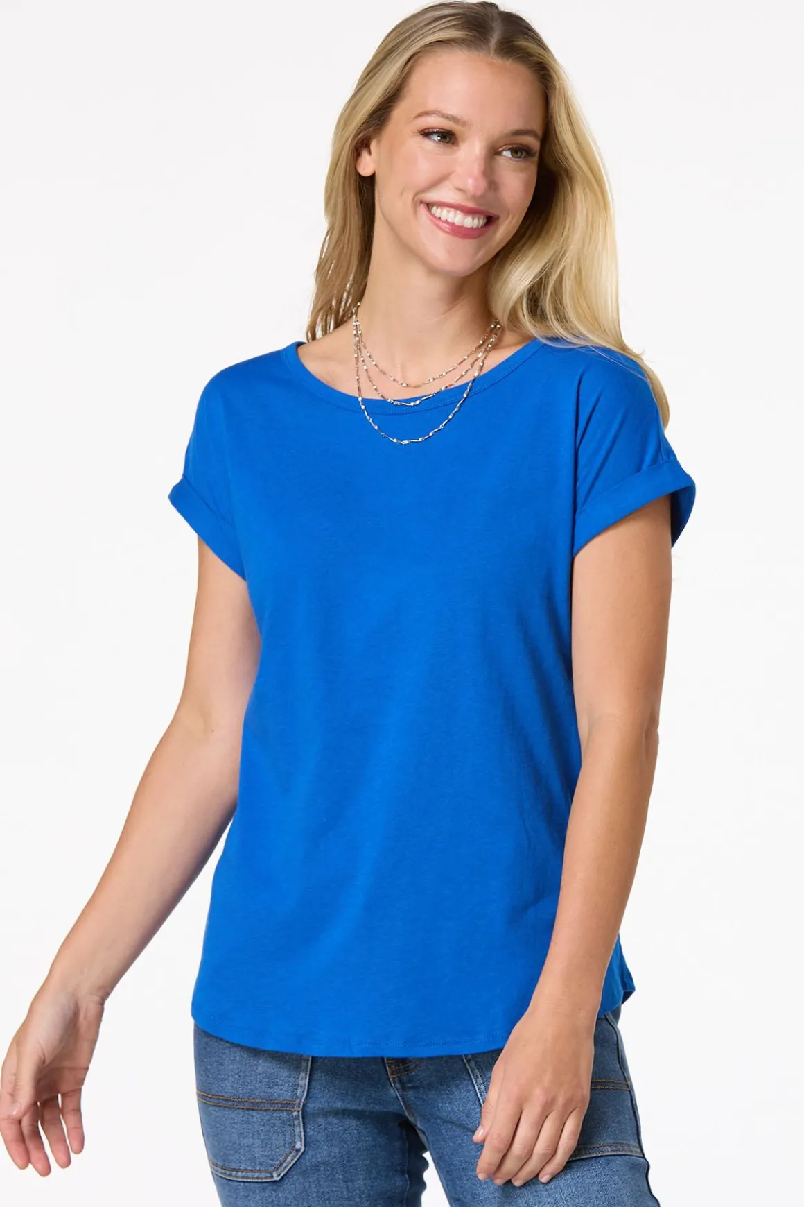 Solid Rolled Cuff Tee