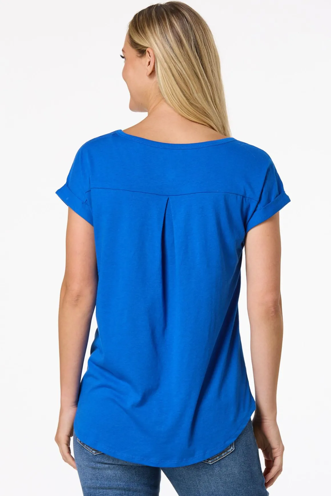 Solid Rolled Cuff Tee