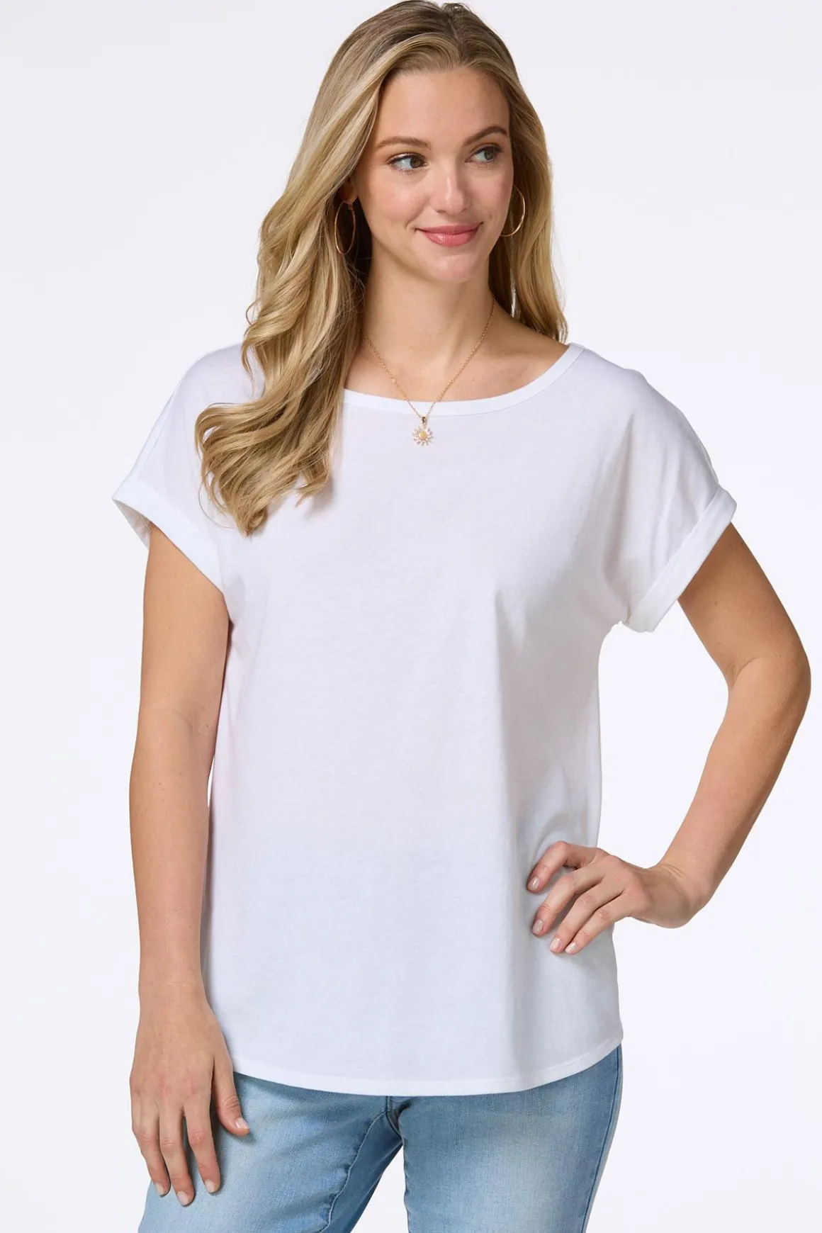 Solid Rolled Cuff Tee