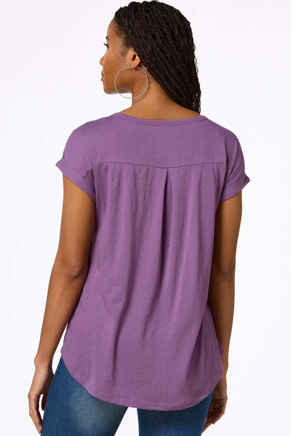 Solid Rolled Cuff Tee